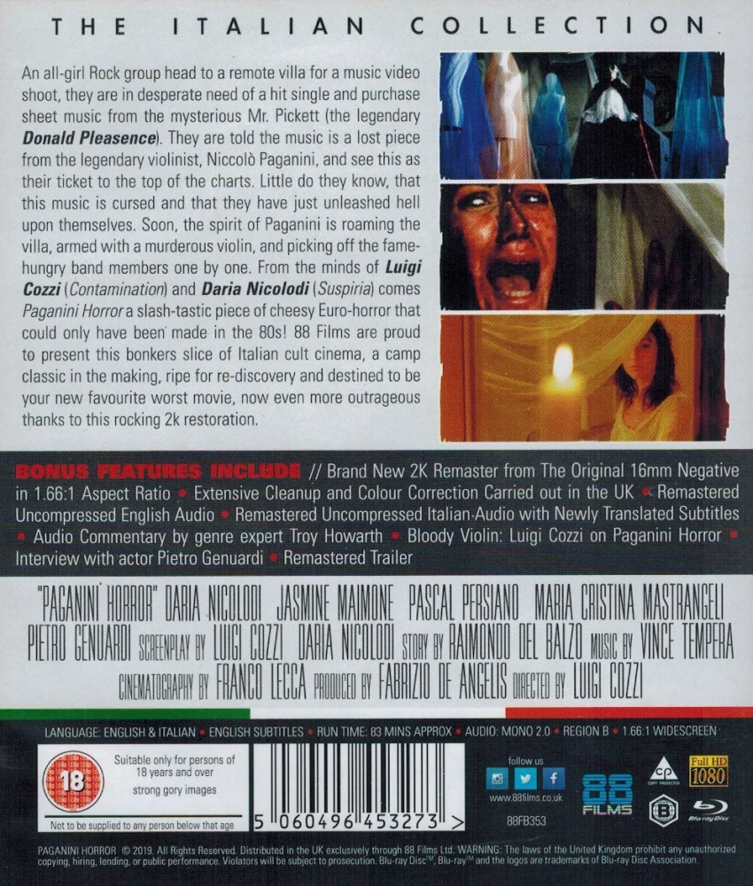 Paganini horror - Limited Edition (Blu-ray) The Italian Collection 52# (Slipcase + Vihkonen)