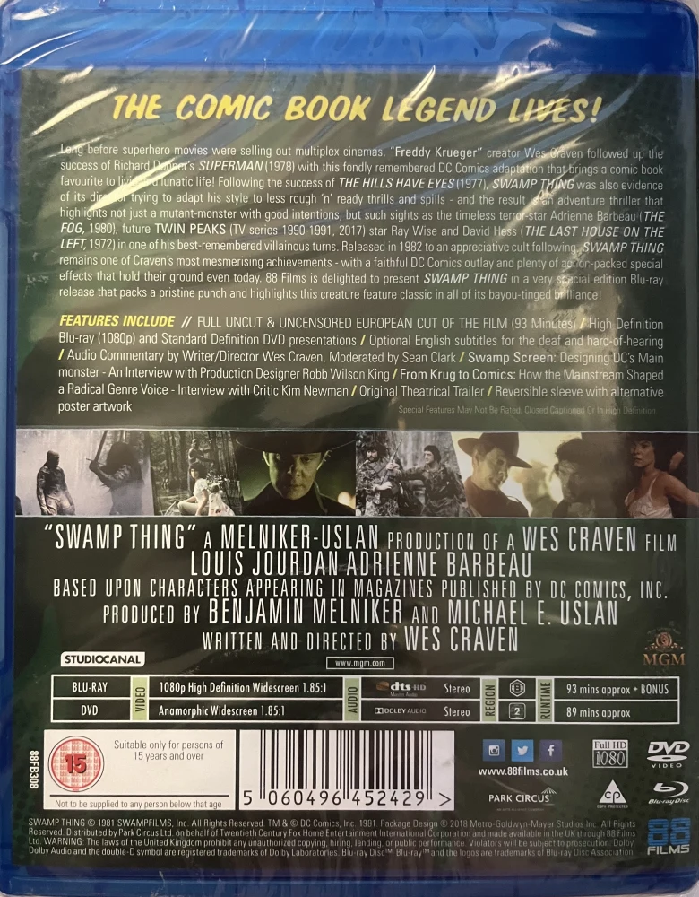 Swamp Thing - mies suolta (Blu-ray + DVD) Ohjaus: Wes Crawen (1981)