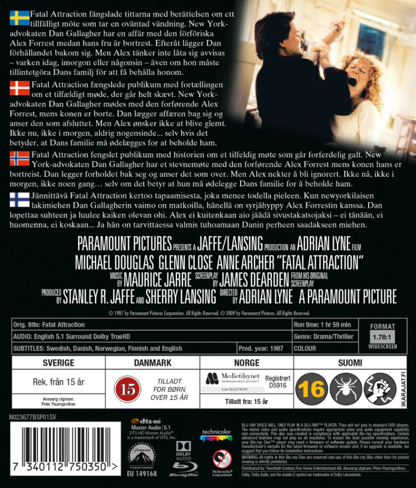 Vaarallinen suhde - Fatal Attraction (1987) (Blu-ray)