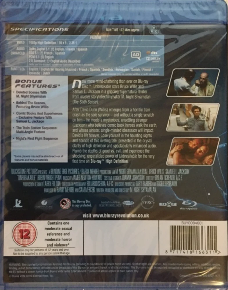 Unbreakable - särkymätön (2000) Bruce Willis (Blu-ray)