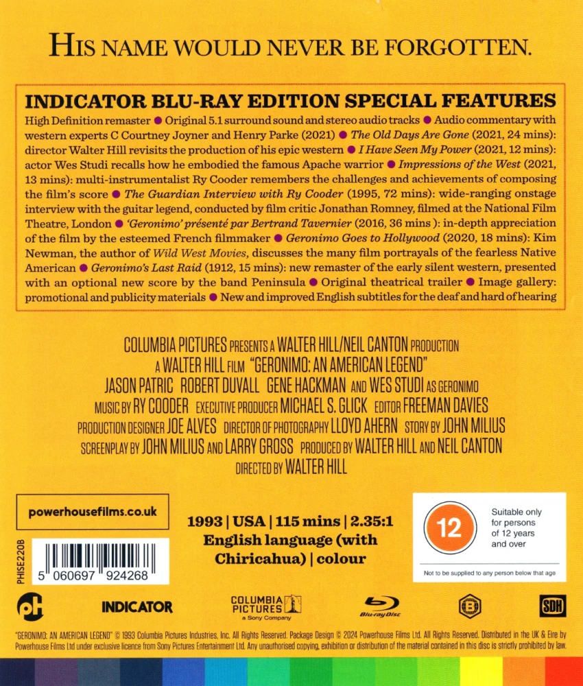 Geronimo - Amerikkalainen legenda / Geronimo: An American Legend (Blu-ray)