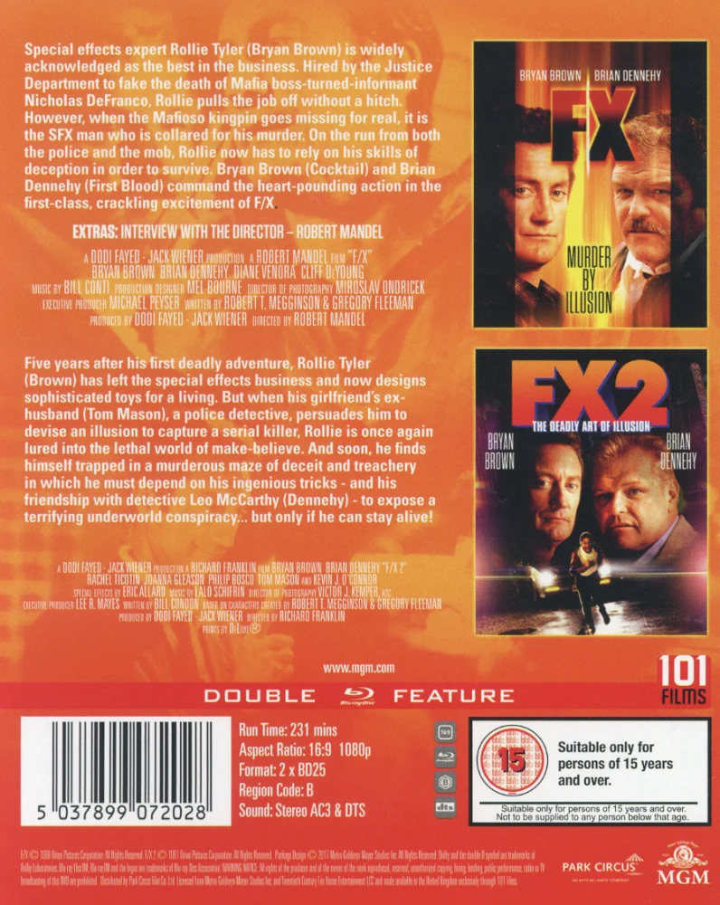 F/X 1+2 [Blu-ray] [1986 /1991] Bryan Brown, Brian Dennehy (FX - murha tilauksesta ja F/X2)