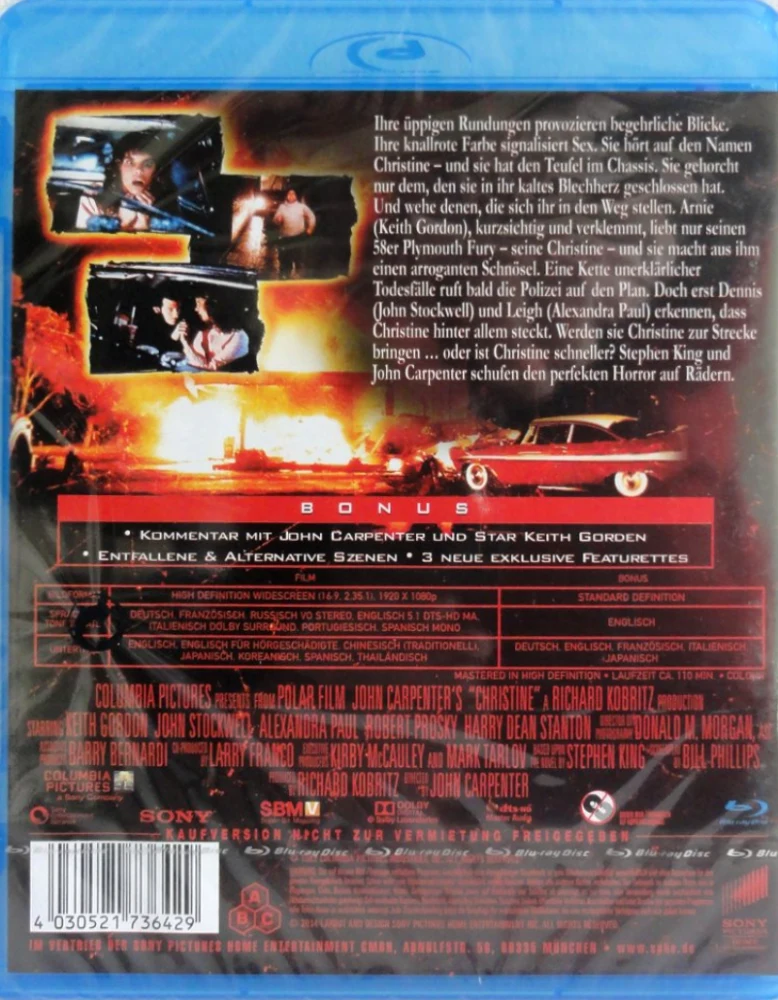 Christine - Tappaja-Auto (1983) Stephen King -elokuva (Blu-ray)