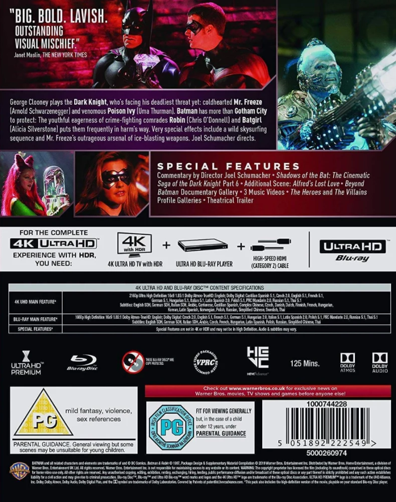 Batman & Robin (4K Ultra HD + Blu-ray) George Clooney (Slipcover)