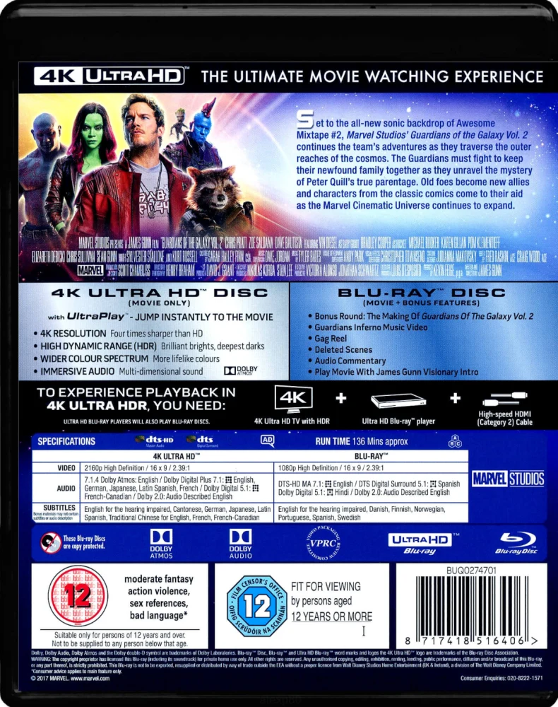 Guardians Of The Galaxy 2 (4K Ultra HD + Blu-ray) Slipcover (Guardians of the Galaxy Vol. 2)