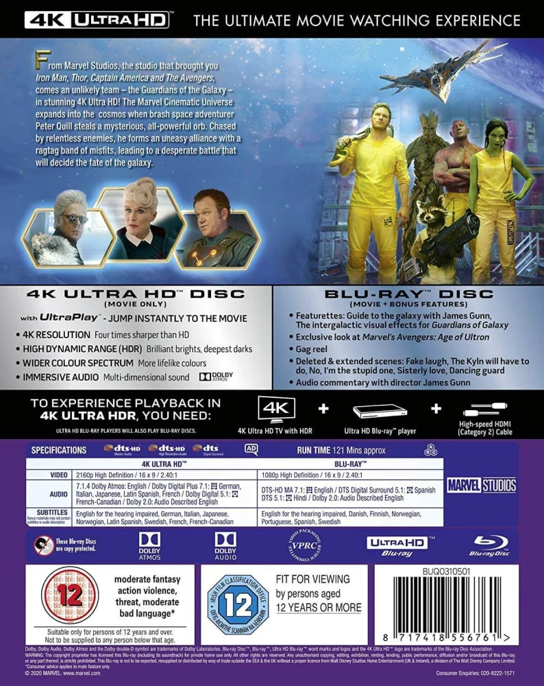 Guardians Of The Galaxy (4K Ultra HD + Blu-ray) Slipcover