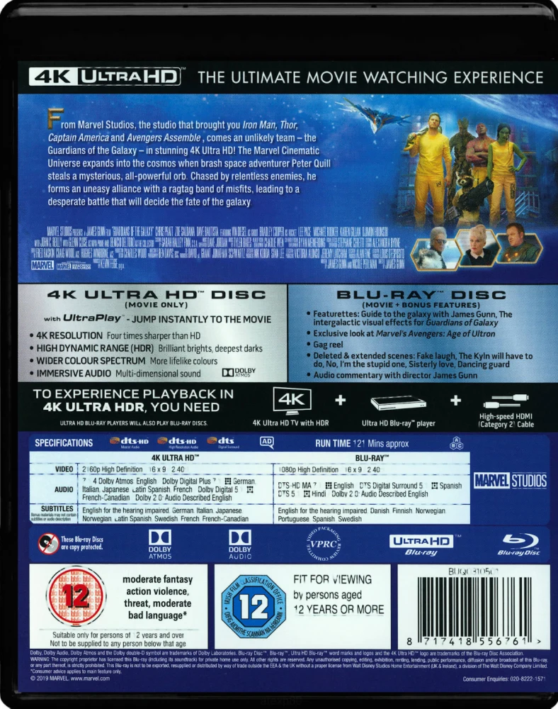 Guardians Of The Galaxy (4K Ultra HD + Blu-ray) Slipcover