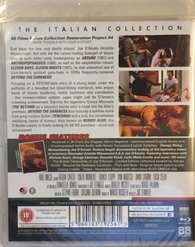 Beyond The Darkness (Blu-ray) Buio Omega - The Italian Collection 24# (Leikkaamaton!)
