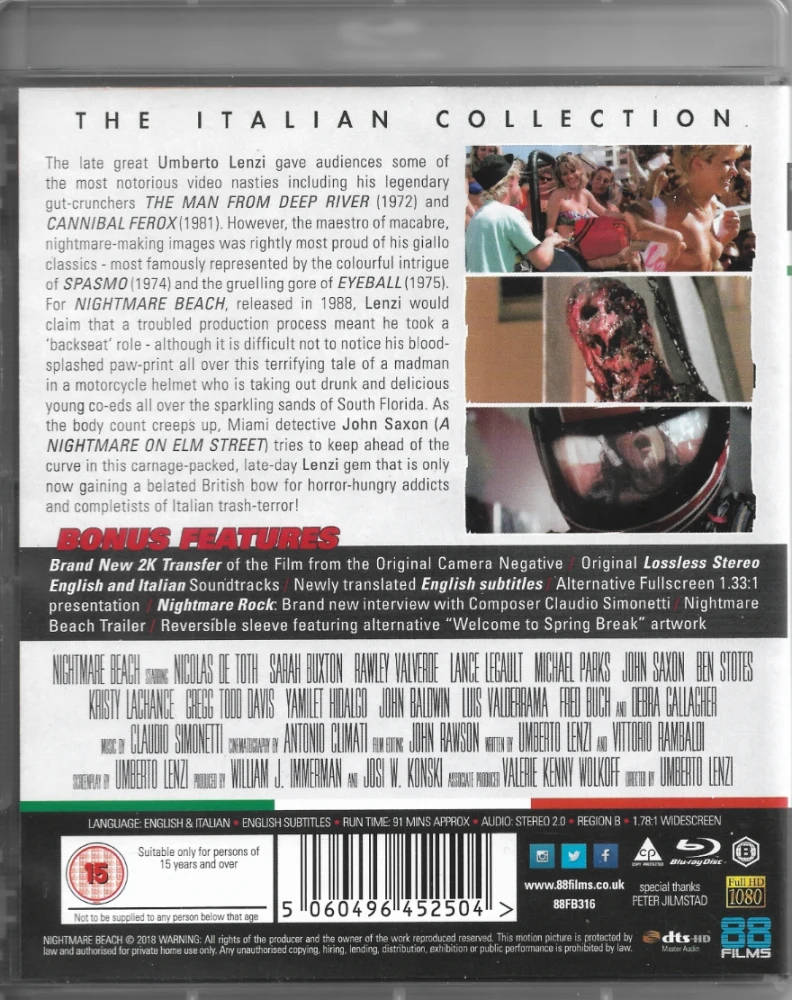Nightmare Beach - Kuolema kahdella pyörällä (Blu-ray) Welcome to Spring Break / The Italian Collection #44