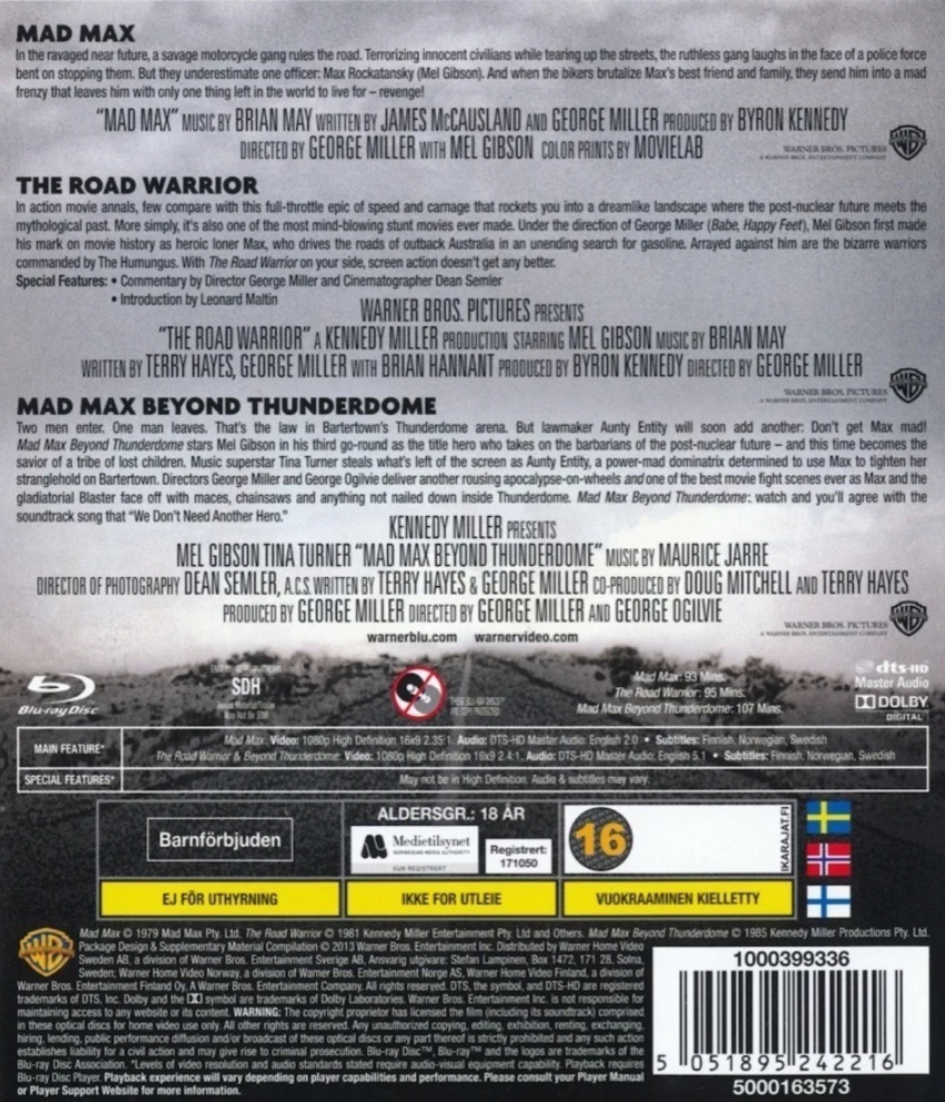 Mad Max Collection (Blu-ray) Mad Max -kokoelma (Mad Max / Mad Max 2 - asfalttisoturi / Mad Max 2: The Road Warrior / Mad Max – ukkosmyrsky / Mad Max Beyond Thunderdome)