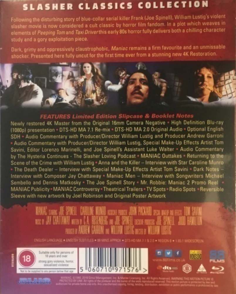 Maniac - Nukkemurhaaja - Slasher Classics Collection 50 (Blu-ray) Slipcase ja Booklet