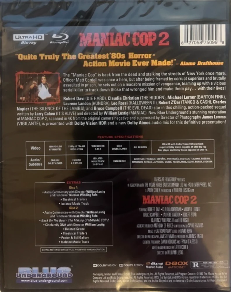 Mielipuoli kyttä 2 - Maniac Cop 2 (4K UltraHD) Suomitekstit