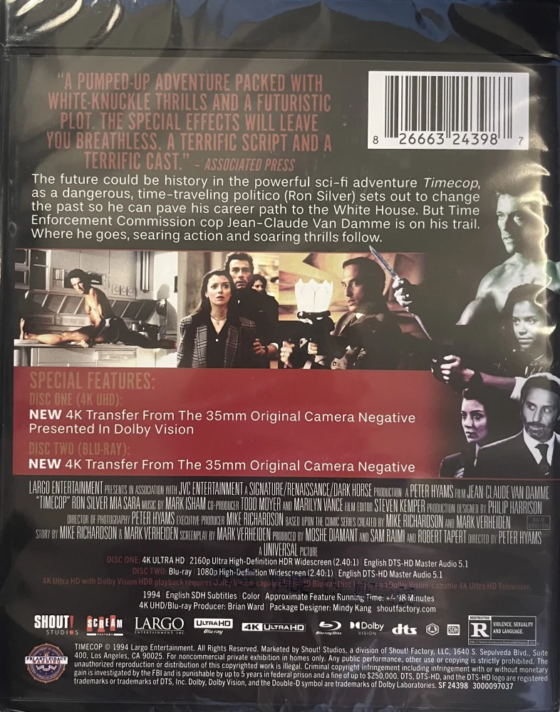 Timecop (4K Ultra HD + Blu-ray) Jean-Claude Van Damme (1994)