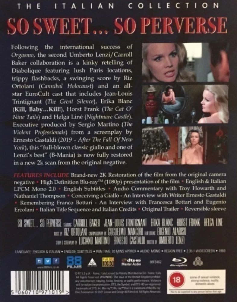 So Sweet... So Perverse - Kauhun hetket / Così dolce... così perversa (Blu-ray) The Italian Collection 67# (Slipcase)