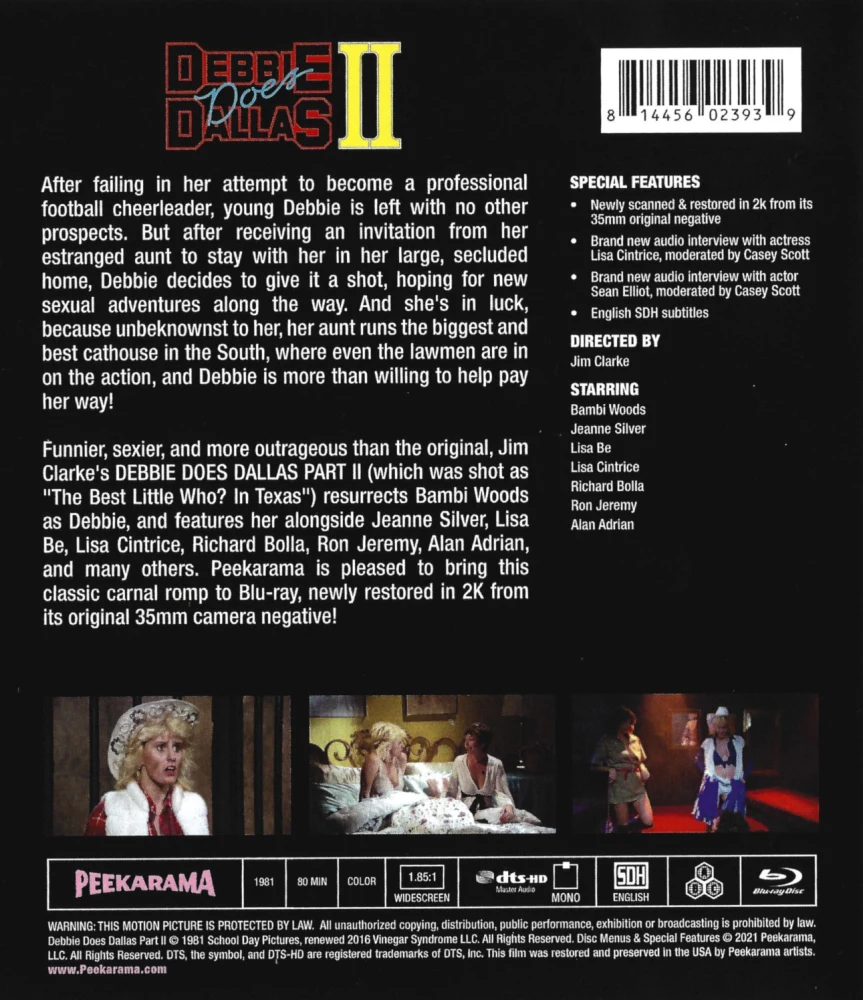 Debbie Does Dallas Part II - Limited Edition Slipcover (Peekarama) Debbie Does Dallas Part 2 (Blu-ray) Vinegar Syndrome