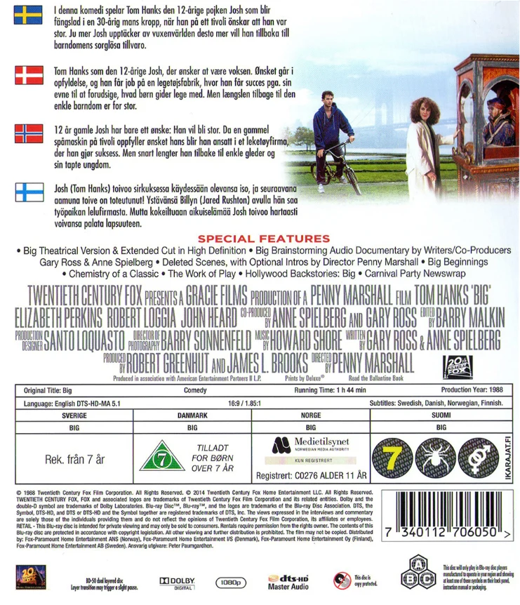 Big - Isoksi yhdessä yössä (Blu-ray) Tom Hanks (1988)