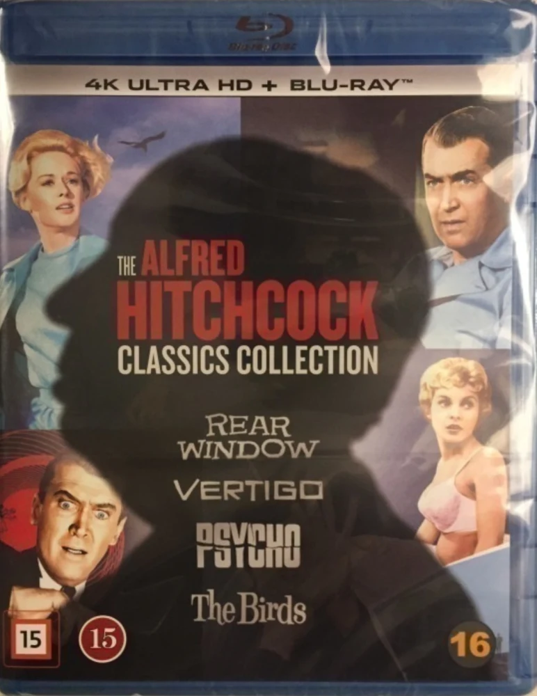 The Alfred Hitchcock Collection (4K Ultra HD + Blu-ray) Psyko - Psycho, Linnut - The Birds, Takaikkuna - Rear Window, Punainen kyynel - Vertigo