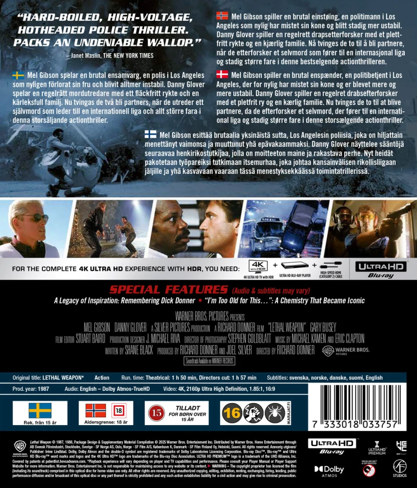 Tappava ase - Lethal Weapon (1987) (4K Ultra HD) 1 Movie, 2 Cuts