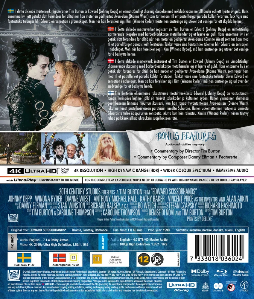 Saksikäsi Edward - Edward Scissorhands (1990) (4K UHD + Blu-ray)