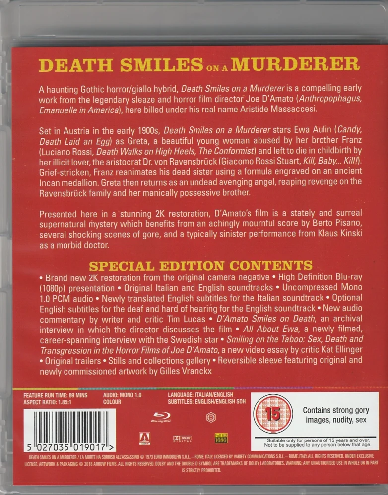 Death Smiles On a Murderer (Blu-ray) Arrow (1973) Special Edition (La morte ha sorriso all'assassino)