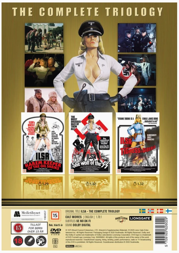 ILSA (3DVD) 70-luvun kulttielokuvat (Ilsa - SS:n naarassusi / Ilsa - She Wolf of the SS ja Ilsa - Harem Keeper of the Oil Sheiks  ja Ilsa - The Tigress of Siberia )