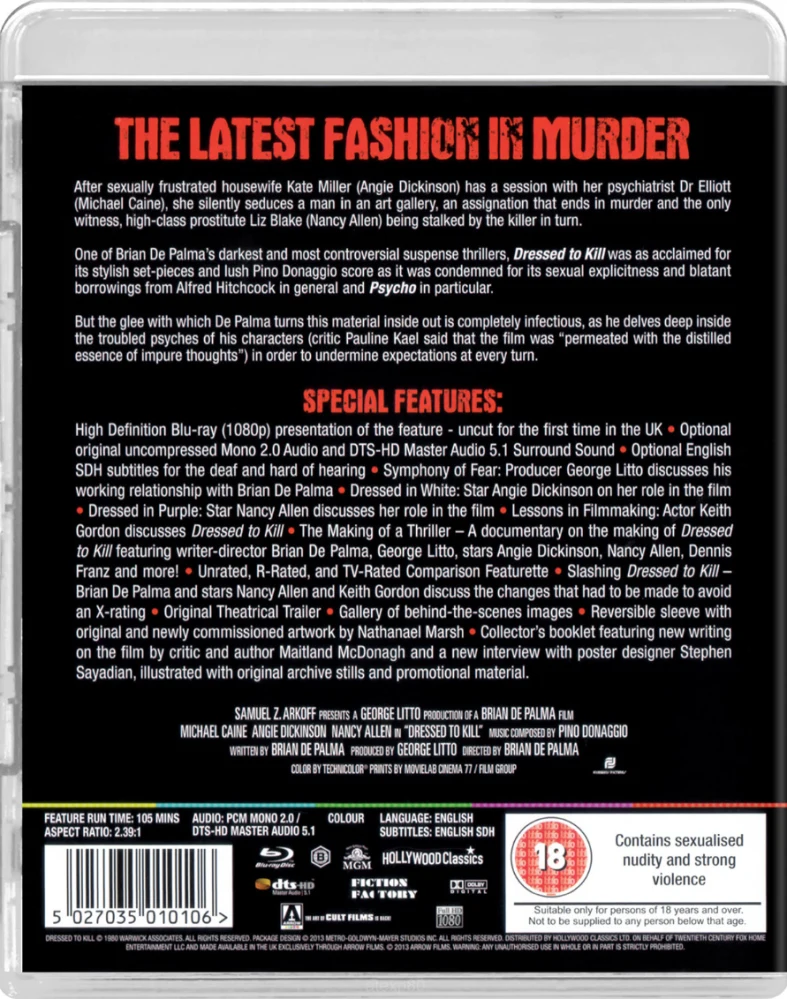 Tappava tunnustus - Dressed to Kill (Blu-ray) ARROW (Special Edition)