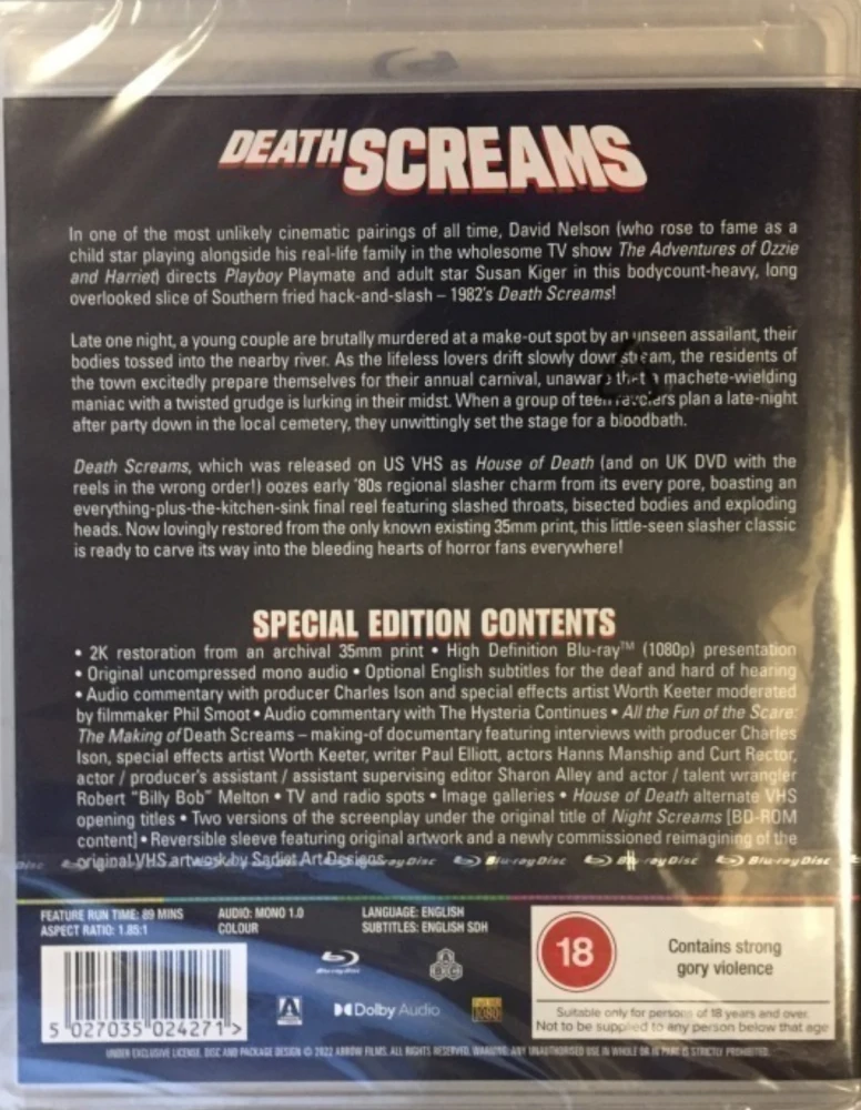 Death Screams (House of Death) Special Edition (Blu-ray) Arrow