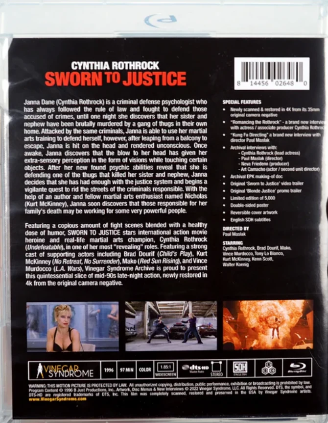 Sworn to Justice (VSA) 1996 (Blu-ray) Limited Edition Slipcase (4K Masteroitu) Numeroitu painos