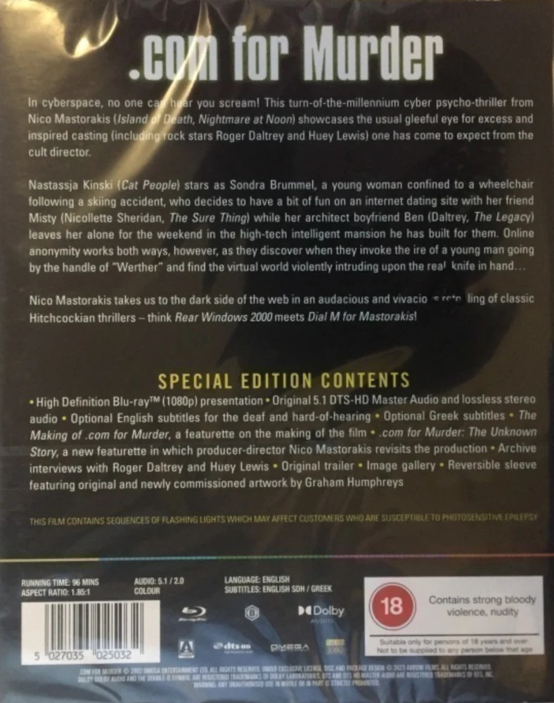 .Com for Murder (Blu-ray) Slipcover + Vihkonen (2002) Arrow (Limited Edition)