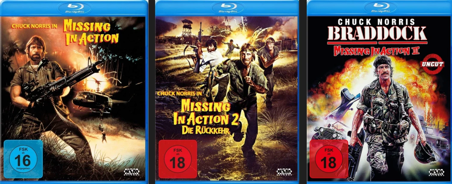 Suoraa toimintaa 1-3 - Missing in Action (3x Blu-ray) Suoraa toimintaa - Missing in Action / Suoraa toimintaa II – pako helvetistä - Missing in Action 2: The Beginning / Braddock: Suoraa Toimintaa III - Braddock: Missing in Action 3
