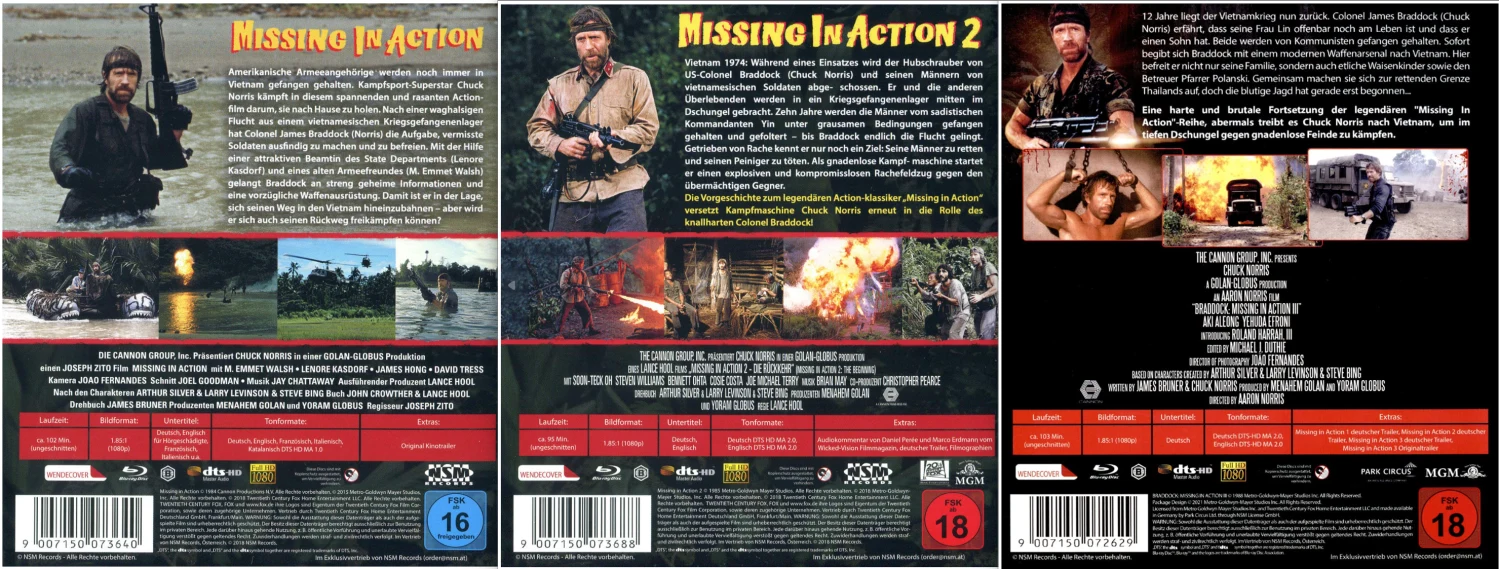 Suoraa toimintaa 1-3 - Missing in Action (3x Blu-ray) Suoraa toimintaa - Missing in Action / Suoraa toimintaa II – pako helvetistä - Missing in Action 2: The Beginning / Braddock: Suoraa Toimintaa III - Braddock: Missing in Action 3