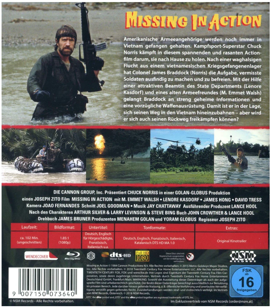 Suoraa toimintaa 1-3 - Missing in Action (3x Blu-ray) Suoraa toimintaa - Missing in Action / Suoraa toimintaa II – pako helvetistä - Missing in Action 2: The Beginning / Braddock: Suoraa Toimintaa III - Braddock: Missing in Action 3