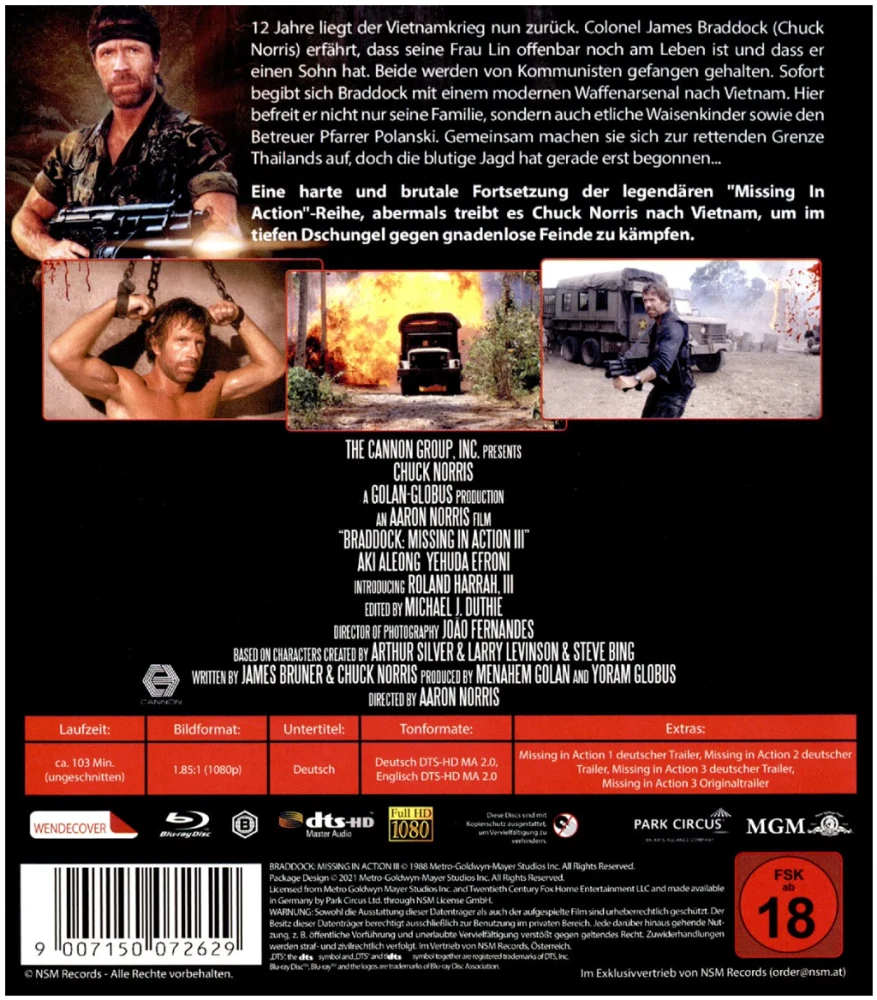 Suoraa toimintaa 1-3 - Missing in Action (3x Blu-ray) Suoraa toimintaa - Missing in Action / Suoraa toimintaa II – pako helvetistä - Missing in Action 2: The Beginning / Braddock: Suoraa Toimintaa III - Braddock: Missing in Action 3