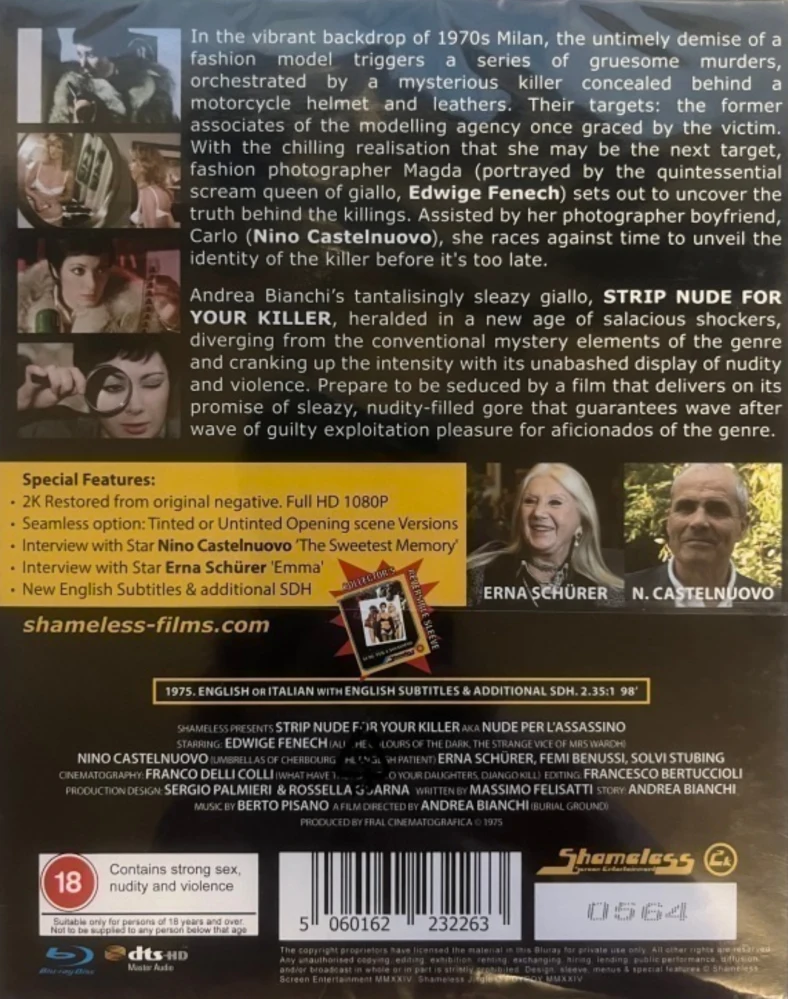 Strip Nude for Your Killer - Limited Edition Slipcover [Blu-ray] Numeroitu painos (Nude per l'assassino) Shameless