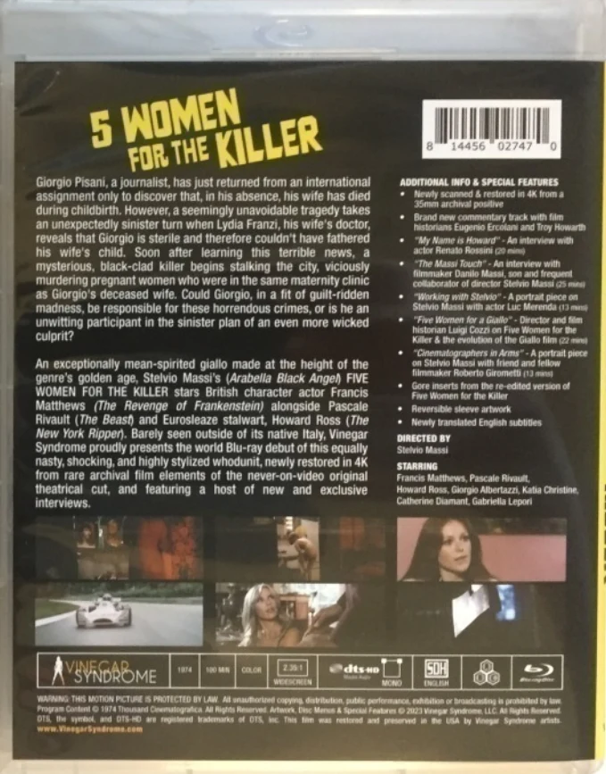 Five Women for the Killer - Limited Edition Slipcover (5 Women for the Killer) (Blu-ray) Vinegar Syndrome 