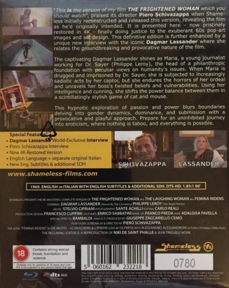The Frightened Woman AKA Femina ridens AKA The Laughing Woman (Blu-ray) (1969) numeroitu painos - Limited Edition Slipcover (Femina ridens | Restored Edition) (4K masteroitu) Shameless