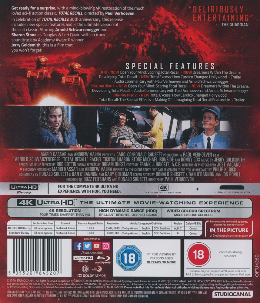 Total Recall (4K Ultra HD + Blu-ray) (Import) 1990 (Slipcover)