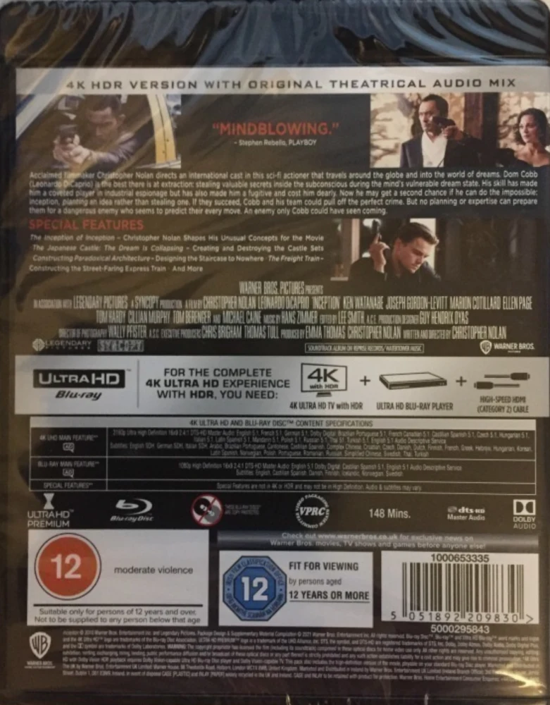 Inception (4K Ultra HD + Blu-ray) Leonardo DiCaprio