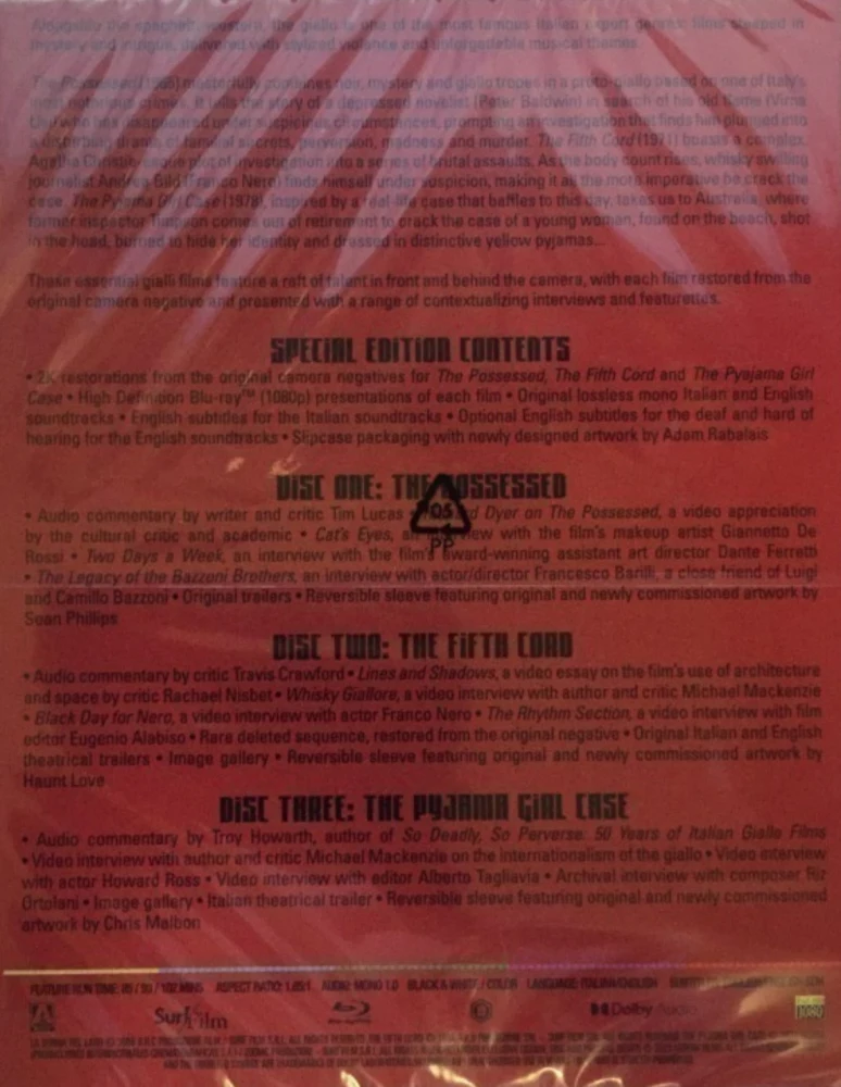 Giallo Essentials - Red Edition (3x Blu-ray) Arrow 1965-1977