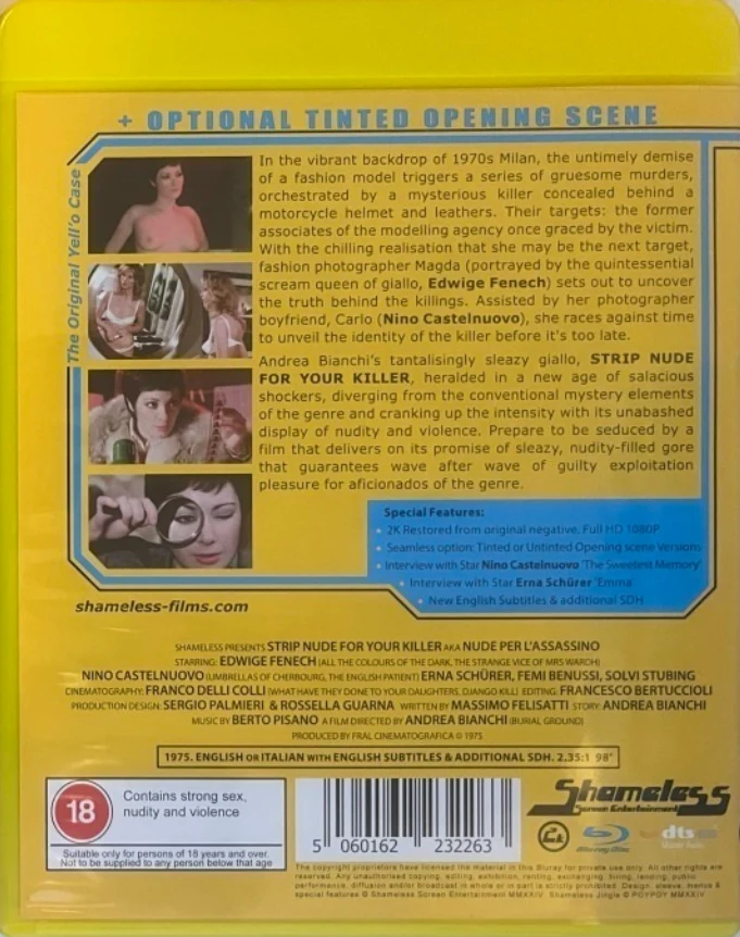 Strip Nude for Your Killer - Limited Edition Slipcover [Blu-ray] Numeroitu painos (Nude per l'assassino) Shameless
