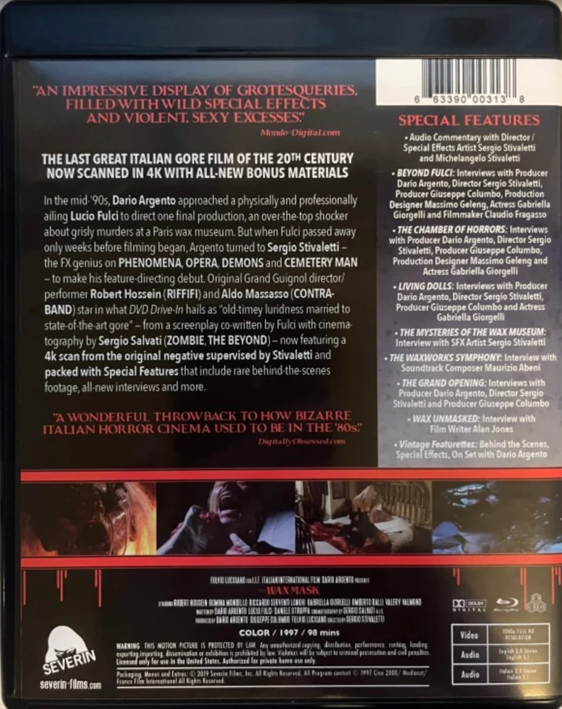 The Wax Mask [Blu-ray] Dario Argento Presents (1997)