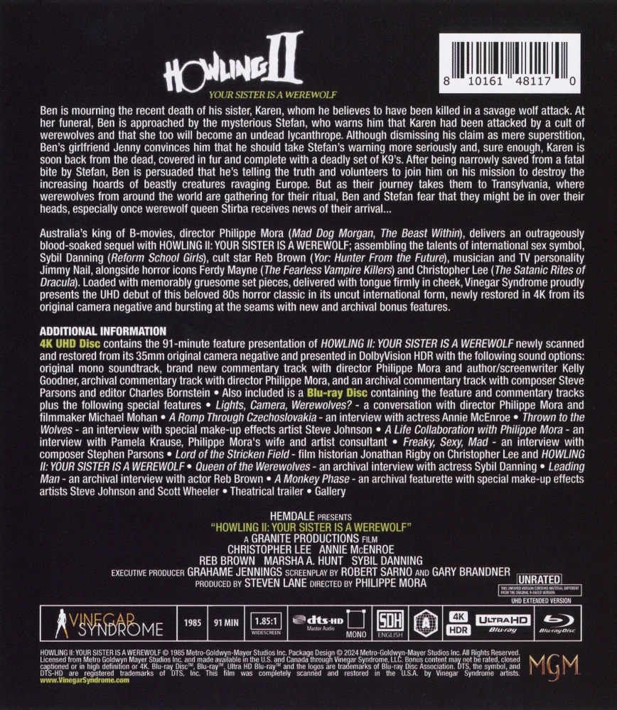 Howling II: Your Sister Is A Werewolf (4K Ultra HD + Blu-ray) Howling II: Stirba - Werewolf Bitch