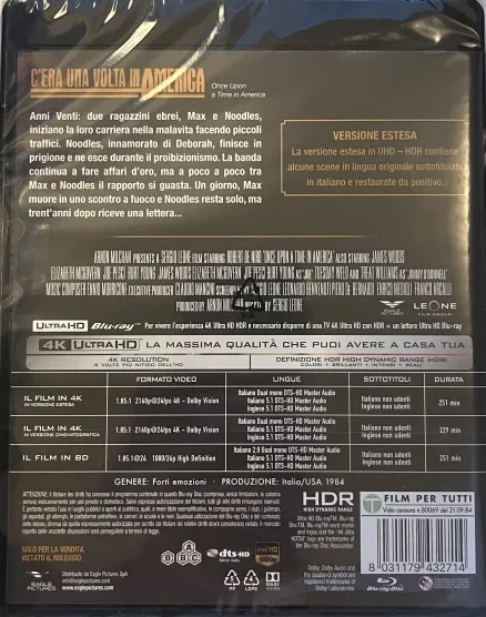 Once Upon a Time in America - suuri gangsterisota (4K Ultra HD + Blu-ray) Theatrical & Extended Cut (Original title: C'era una volta in America)