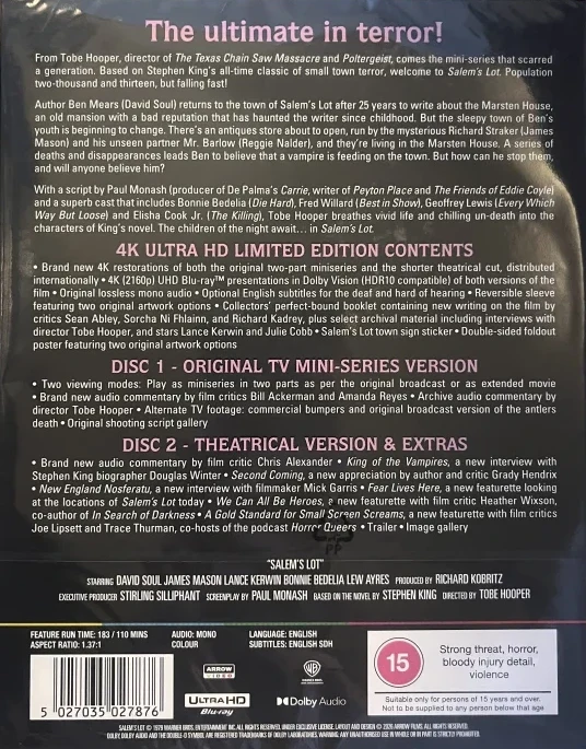 Salem's Lot - kauhujen kaupunki - Limited Edition (4K Ultra HD) Arrow