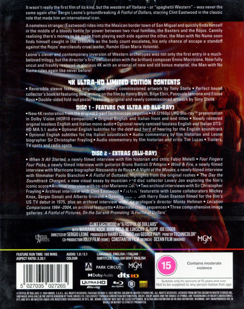 Kourallinen dollareita - A Fistful Of Dollars - Limited Edition (4K Ultra HD) (Arrow) Per un pugno di dollari