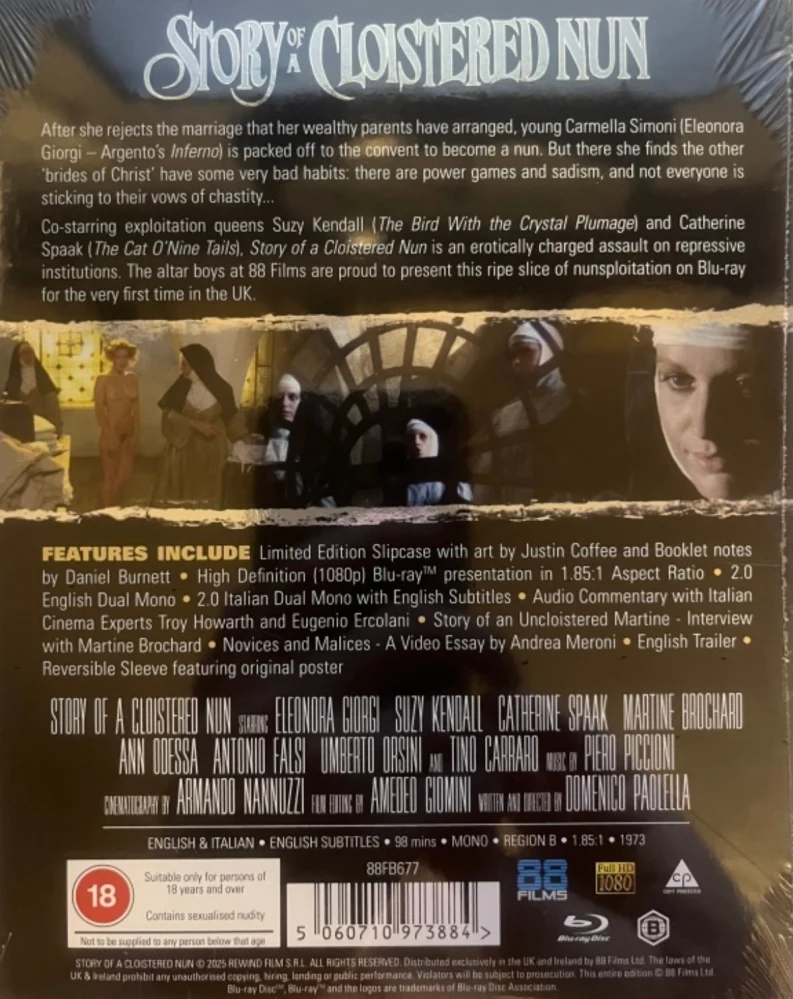 Kielletyn luostarin salaisuus - The Story Of A Cloistered Nun - Limited Edition (Blu-ray) Slipcover ja Vihkonen. The Italian Collection 86#