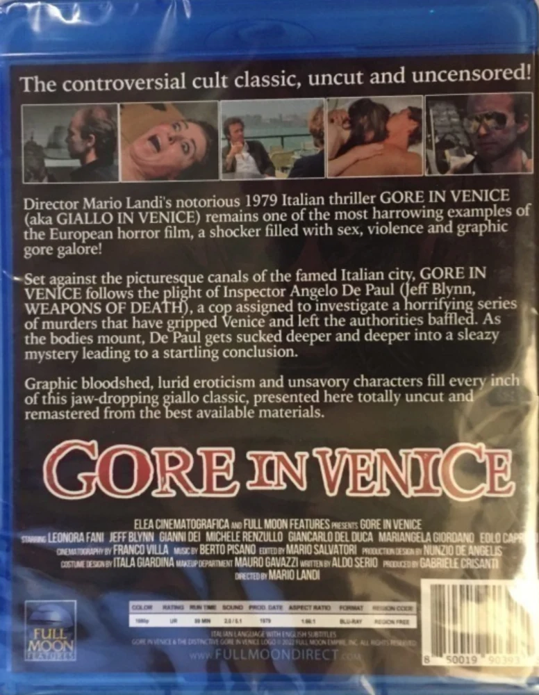 Gore in Venice (Blu-ray) Leikkaamaton! Alkuperäinen nimi: Giallo a Venezia (Giallo in Venice)
