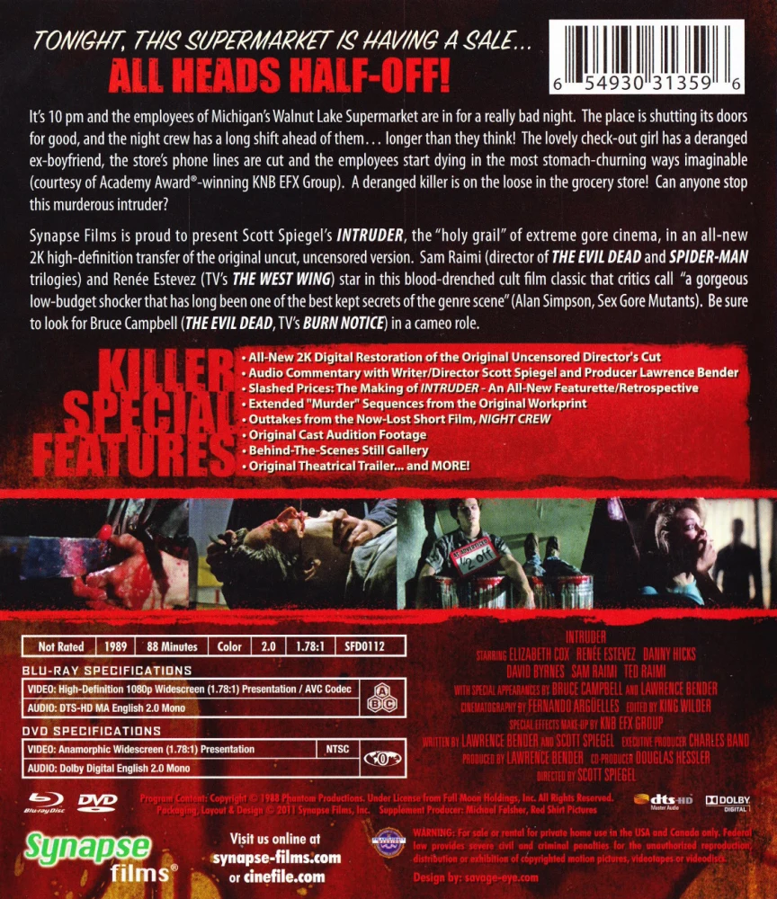 Intruder (Blu-ray + DVD) Scott Spiegel (Director) 1989 (Director's Cut)