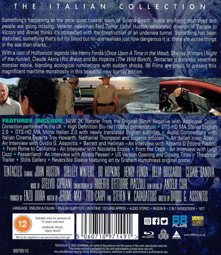 Lonkerot - Tentacles (1977) Blu-ray (Limited Slipcase + Juliste) Tentacoli (The Italian Collection #77)