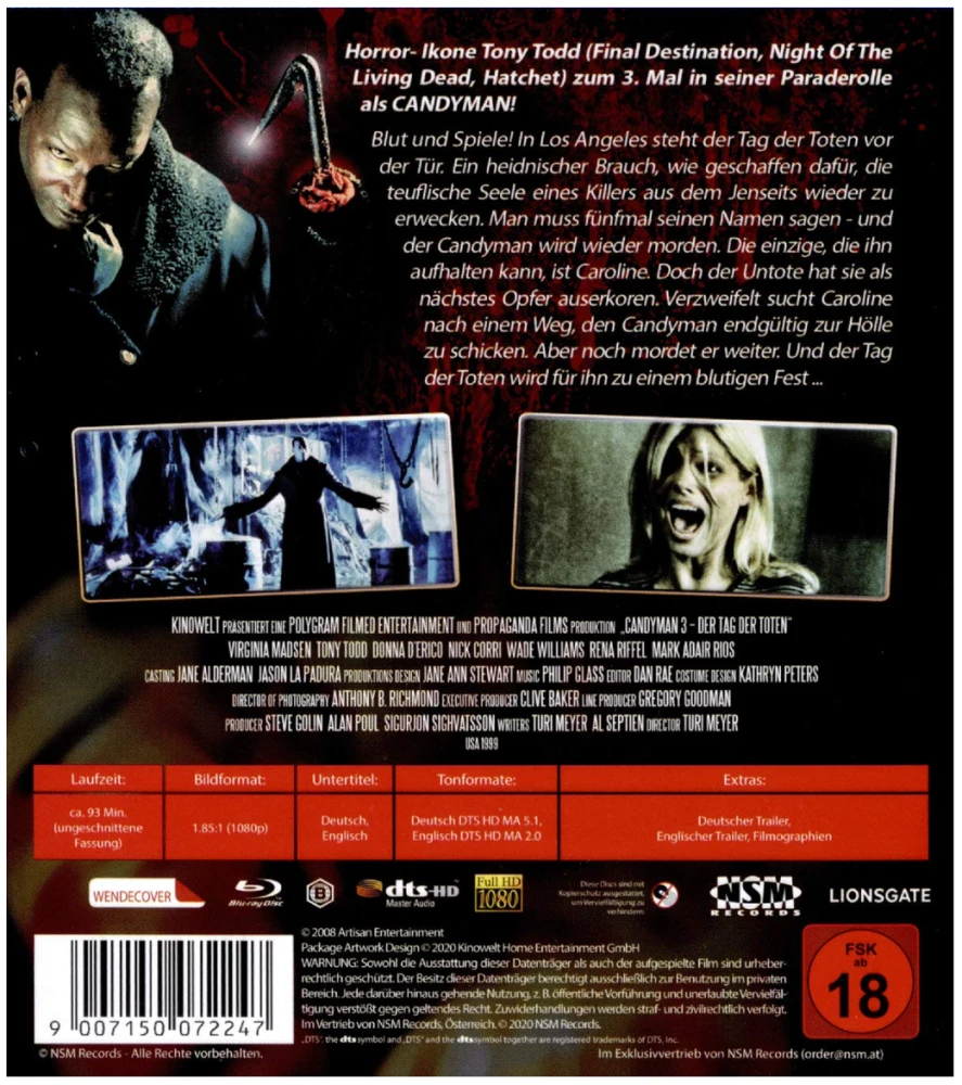 Candyman 3: Kuolinpäivä / Candyman: Day of the Dead (Blu-ray) Leikkaamaton!